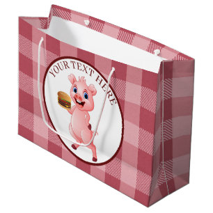 Cute pig cookout party large gift bag