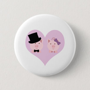 Cute Pig Couple 6 Cm Round Badge