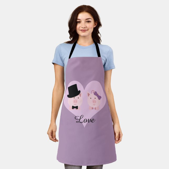 Cute Pig Couple Apron (Worn)