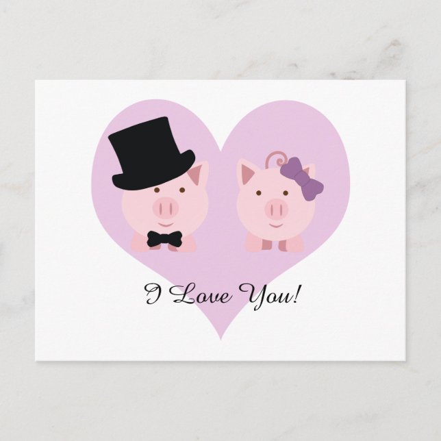 Cute Pig Couple Postcard (Front)