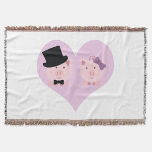 Cute Pig Couple Throw Blanket