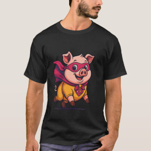 Cute Pig dressed as a Superhero, Pig Lover T-Shirt