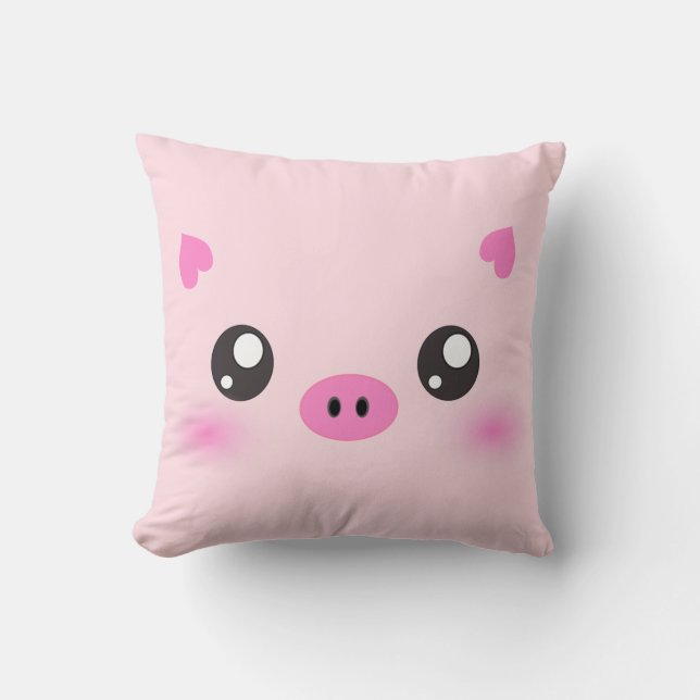 Cute Pig Face - kawaii minimalism Cushion (Front)