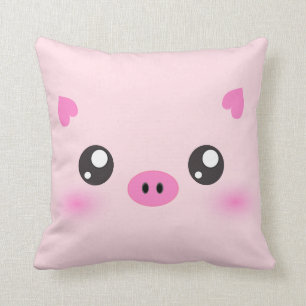 Cute Pig Face - kawaii minimalism Cushion