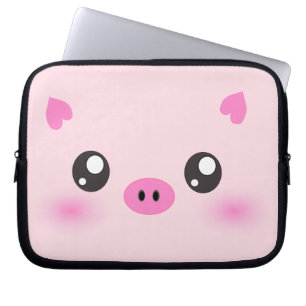Cute Pig Face - kawaii minimalism Laptop Sleeve