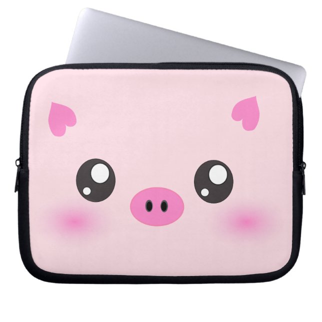 Cute Pig Face - kawaii minimalism Laptop Sleeve (Front)