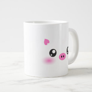 Cute Pig Face - kawaii minimalism Large Coffee Mug