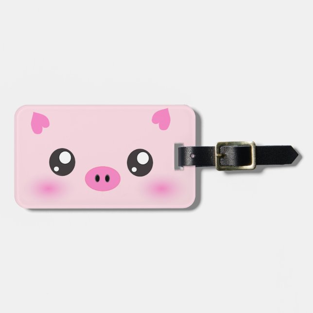 Cute Pig Face - kawaii minimalism Luggage Tag (Front Horizontal)