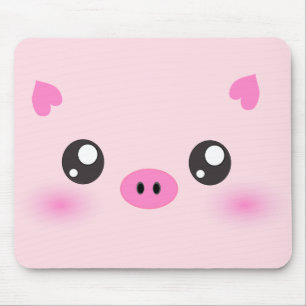 Cute Pig Face - kawaii minimalism Mouse Mat