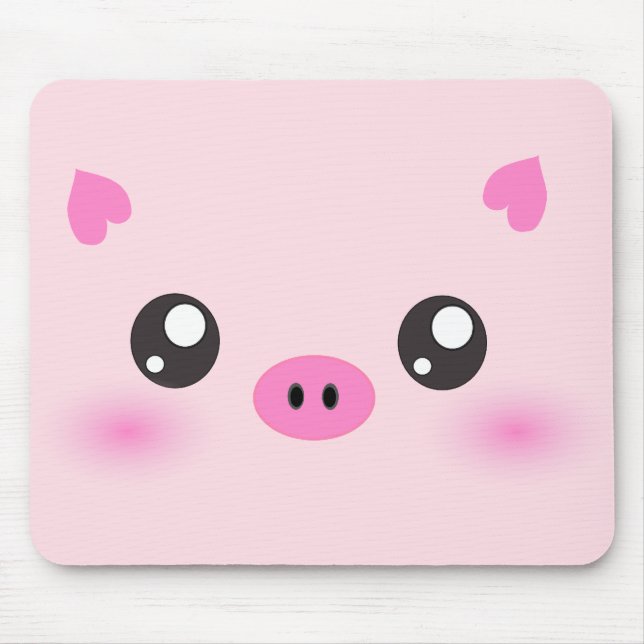 Cute Pig Face - kawaii minimalism Mouse Mat (Front)