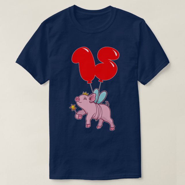 Cute Pig Fairy15th BirthdayKids Balloon Party T-Shirt (Design Front)