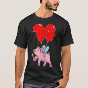 Cute Pig Fairy 14th Birthday Kids Balloon Party T-Shirt