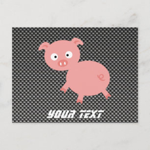 Cute Pig; Faux Carbon Fibre Postcard