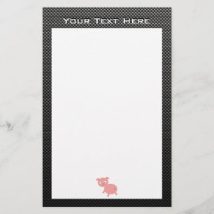 Cute Pig; Faux Carbon Fibre Stationery