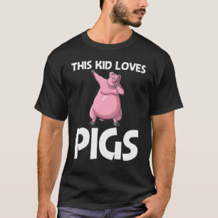 Cute Pig For Kids Boys Livestock Animal Food T-Shirt