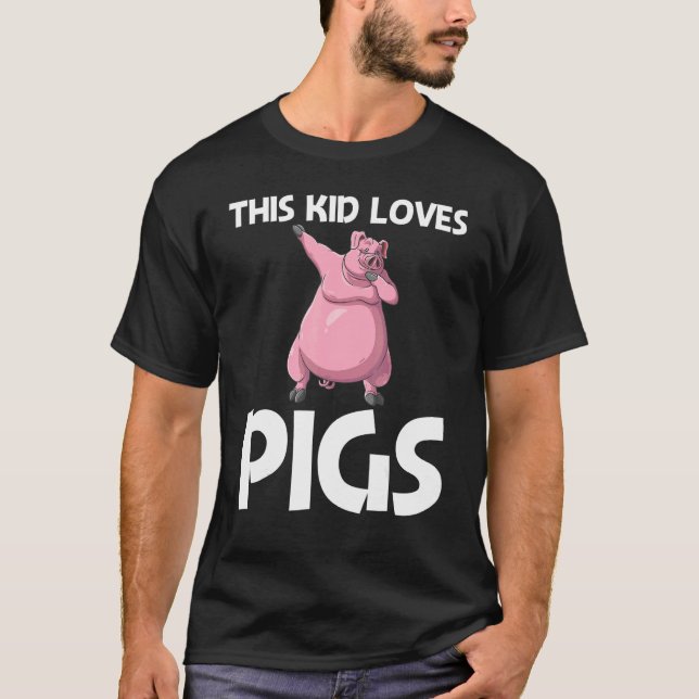 Cute Pig For Kids Boys Livestock Animal Food T-Shirt (Front)