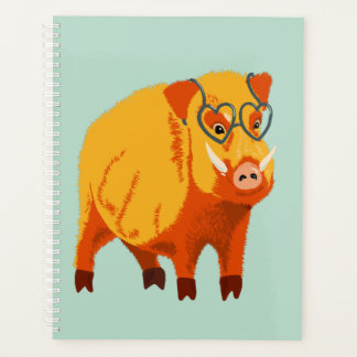Cute Pig - Geek Boar With Glasses Planner