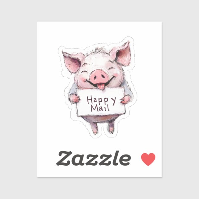 Cute Pig, Happy Mail, Sticker  (Sheet)