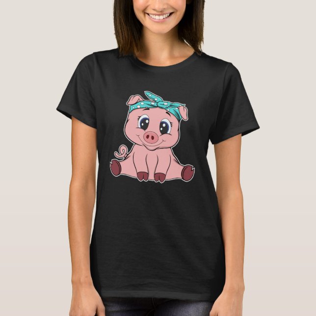 Cute pig headscarf little pig T-Shirt (Front)