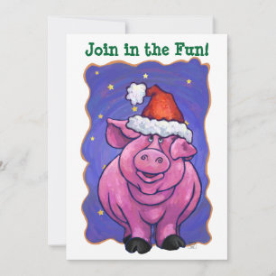 Cute Pig Holiday Party Invite