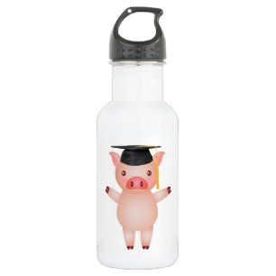 Cute Pig in Graduation Cap 532 Ml Water Bottle