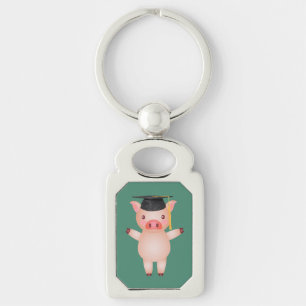Cute Pig in Graduation Cap Key Ring