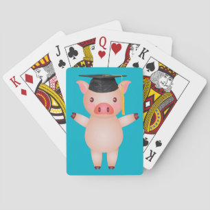 Cute Pig in Graduation Cap Playing Cards