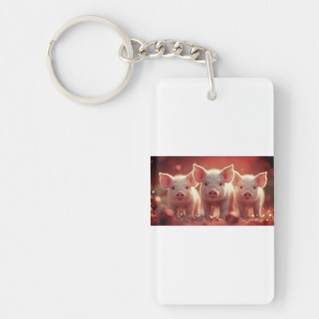 "Cute Pig Keychain – Adorable Farm Animal Charm" (Front)
