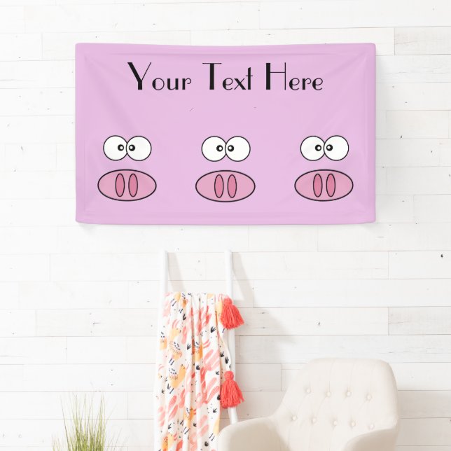 Cute Pig, Little Pig, Piggy, Pink Pig, Farm Animal Banner (Insitu)