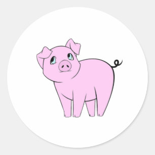 Cute Pig, Little Pig, Piggy, Pink Pig, Farm Animal Classic Round Sticker