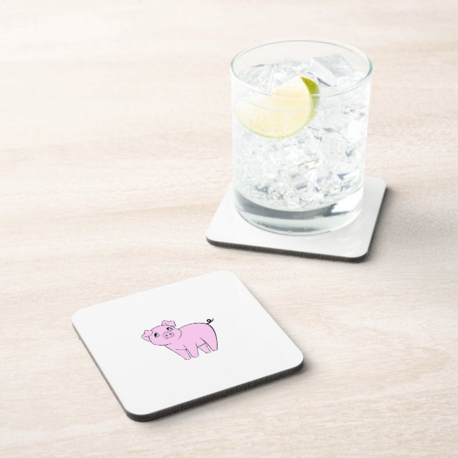 Cute Pig, Little Pig, Piggy, Pink Pig, Farm Animal Coaster (Right Side)