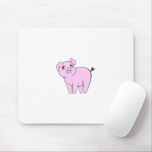 Cute Pig, Little Pig, Piggy, Pink Pig, Farm Animal Mouse Mat
