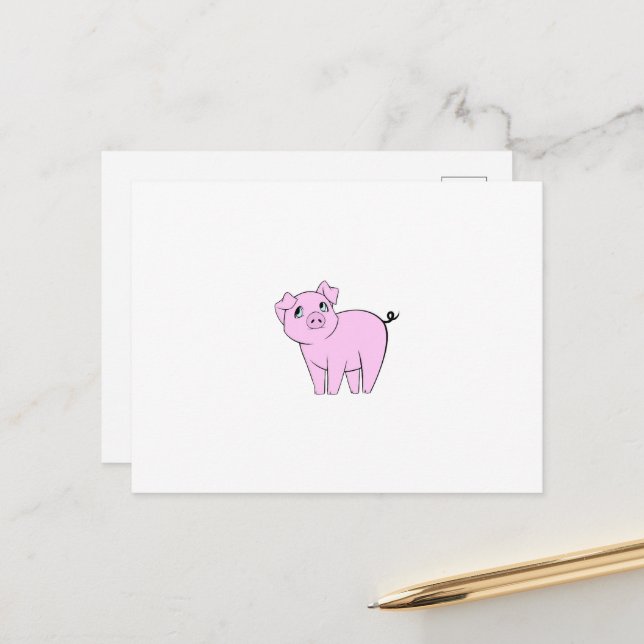 Cute Pig, Little Pig, Piggy, Pink Pig, Farm Animal Postcard (Front/Back In Situ)