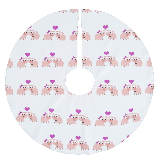 Cute Pig Love Brushed Polyester Tree Skirt (Front)
