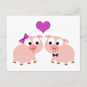 Cute Pig Love Postcard