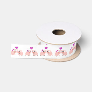 Cute Pig Love Satin Ribbon