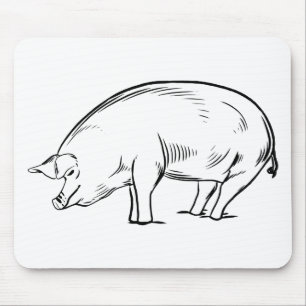Cute Pig Lover Farmer Country Farm Girl Cartoon Mouse Mat