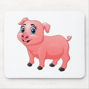 Cute Pig Lover Farmer Country Farm Girl Cartoon Mouse Mat