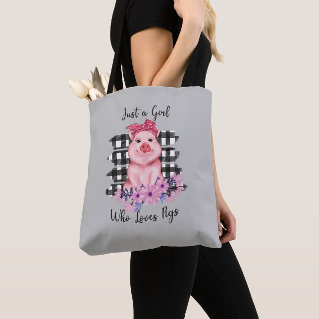 cute pig lover girls tote bag (Close Up)