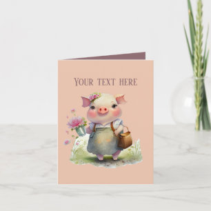 Cute pig lovers add message  card