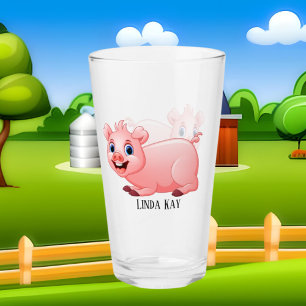cute pig lovers add name Glass