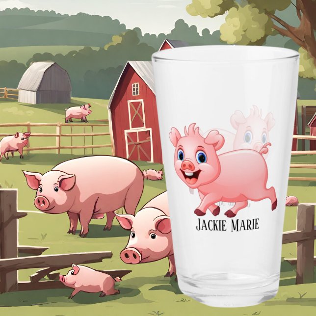 cute pig lovers add name Glass (Creator Uploaded)