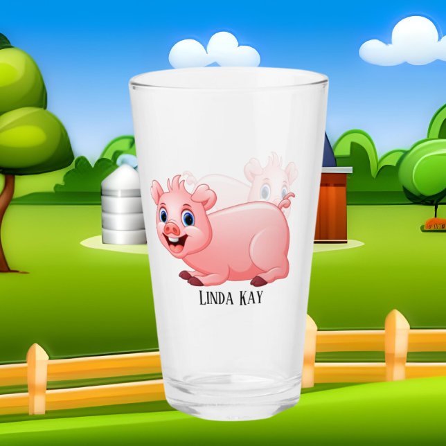 cute pig lovers add name Glass (Creator Uploaded)