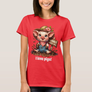 Cute pig lovers add text T-Shirt