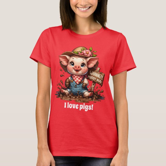 Cute pig lovers add text  T-Shirt (Front)