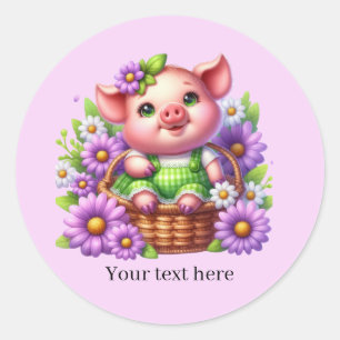 Cute pig lovers customizable  classic round sticker