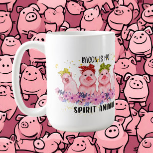 cute pig lovers girl add monogram coffee mug