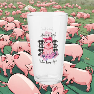 cute pig lovers word art glass