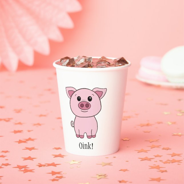 Cute Pig Oink! Cute Cow Moo! Farm Animals Paper Cups (Insitu)