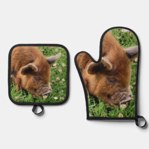 CUTE PIG OVEN MITT & POT HOLDER SET